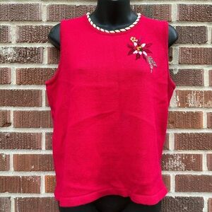 Storybook Knits Vintage Holiday Floral tank Christmas vest Size M